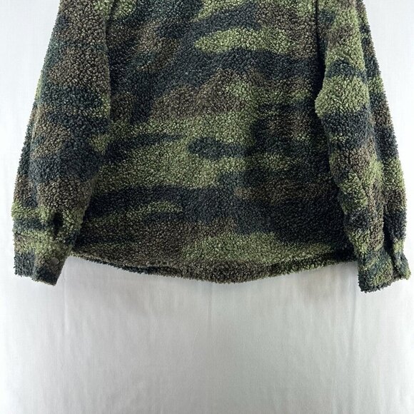 LNA Clothing Jacket Womens Size S Deep Pile Fleece Camo Utility Snap Front Green - Picture 7 of 12